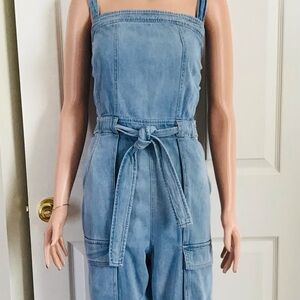 Free People Light Blue Denim Overalls